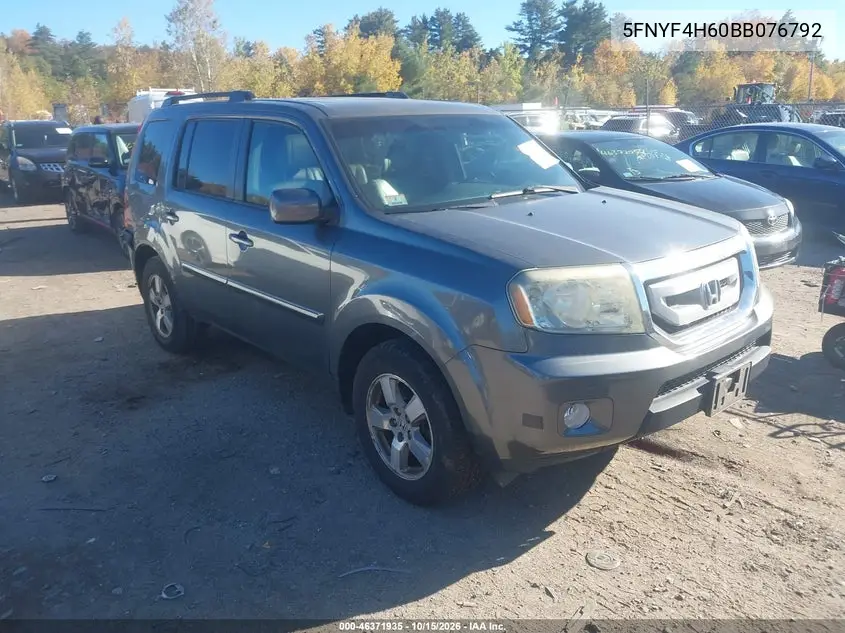 HONDA PILOT 2011, VIN 5FNYF4H60BB076792