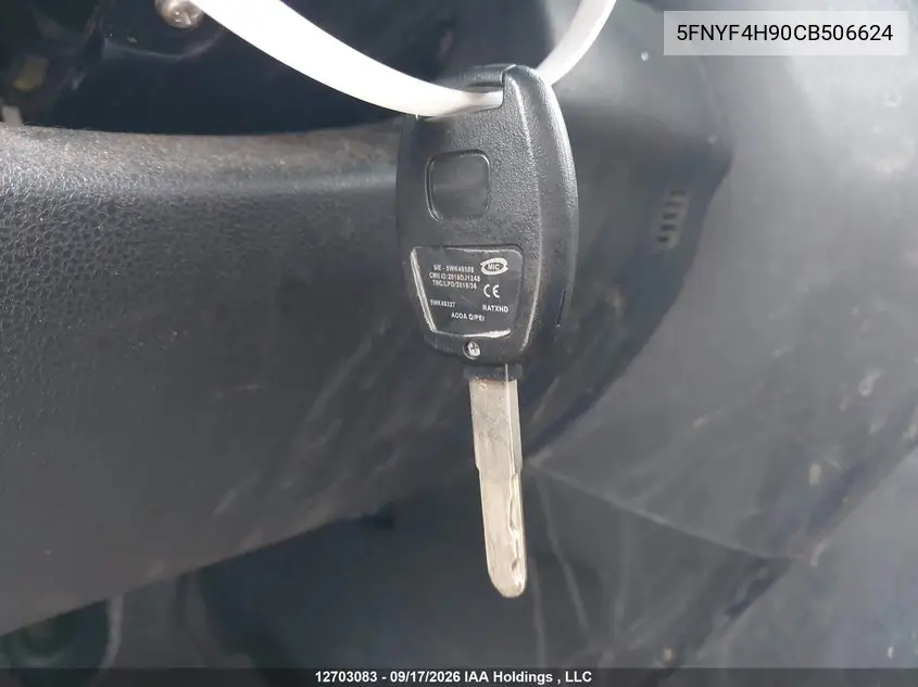2012 HONDA PILOT VIN 5FNYF4H90CB506624 — фото 11