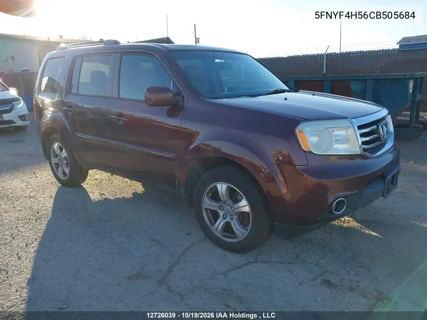 HONDA PILOT 2012, VIN 5FNYF4H56CB505684