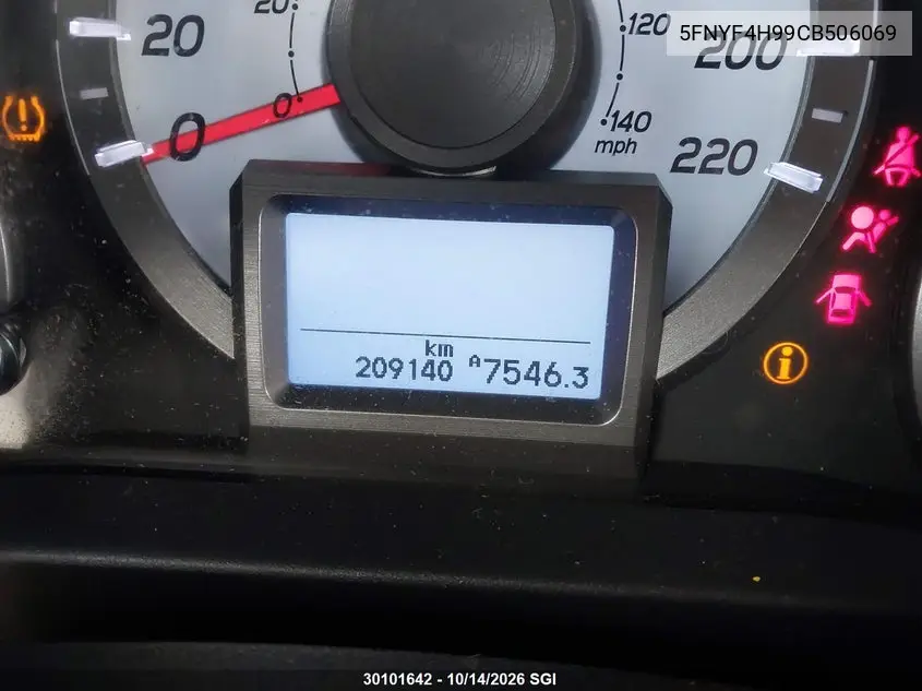 2012 HONDA PILOT VIN 5FNYF4H99CB506069 — фото 13
