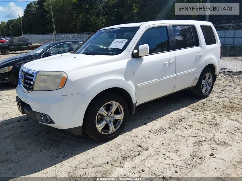 2012 HONDA PILOT VIN 5FNYF3H59CB014701 — фото 2