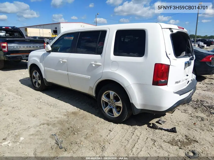 2012 HONDA PILOT VIN 5FNYF3H59CB014701 — фото 3