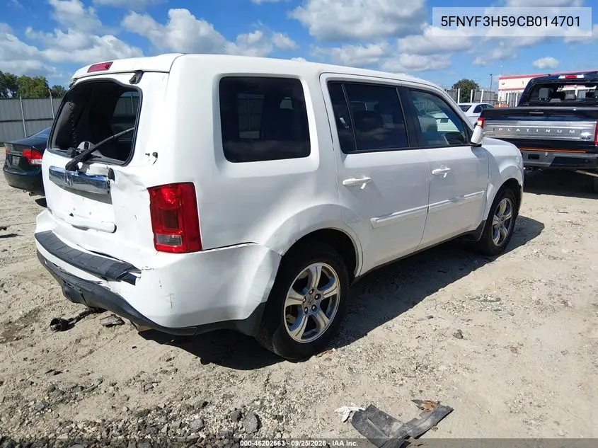 2012 HONDA PILOT VIN 5FNYF3H59CB014701 — фото 4