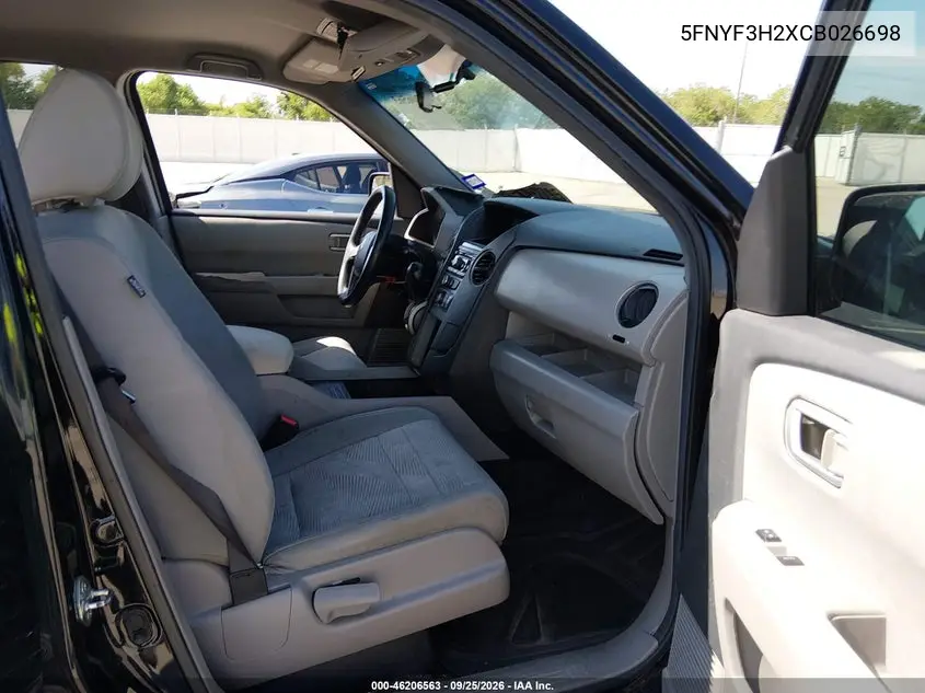 2012 HONDA PILOT VIN 5FNYF3H2XCB026698 — фото 5