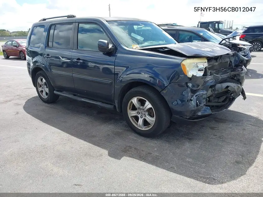 HONDA PILOT 2012, VIN 5FNYF3H56CB012047
