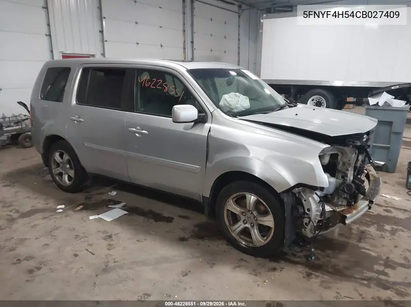 HONDA PILOT 2012, VIN 5FNYF4H54CB027409