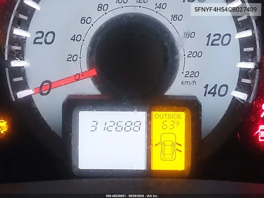 2012 HONDA PILOT VIN 5FNYF4H54CB027409 — фото 15