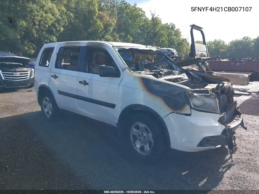 HONDA PILOT 2012, VIN 5FNYF4H21CB007107