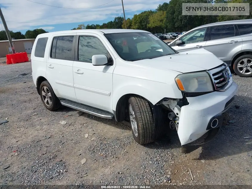 HONDA PILOT 2012, VIN 5FNYF3H58CB017105