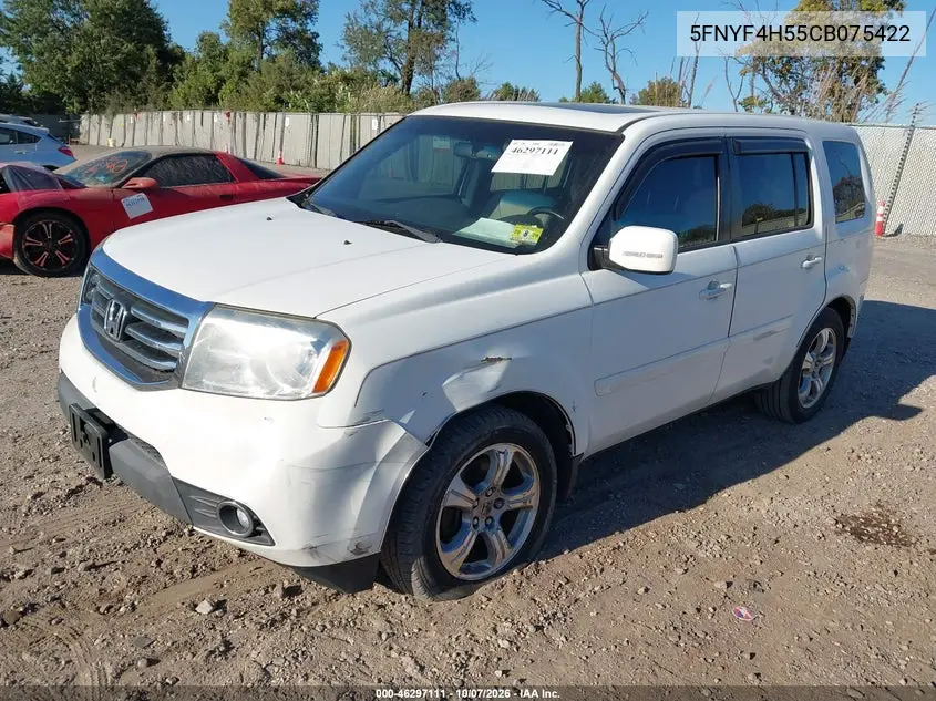2012 HONDA PILOT VIN 5FNYF4H55CB075422 — фото 2