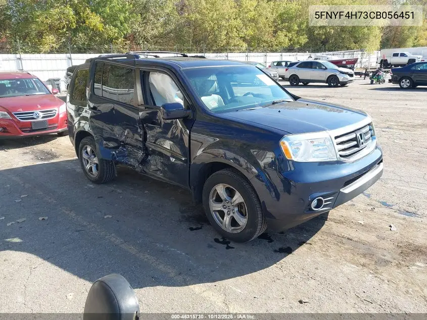 HONDA PILOT 2012, VIN 5FNYF4H73CB056451