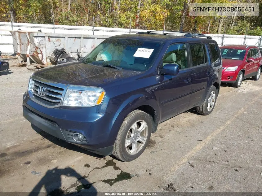 2012 HONDA PILOT VIN 5FNYF4H73CB056451 — фото 2