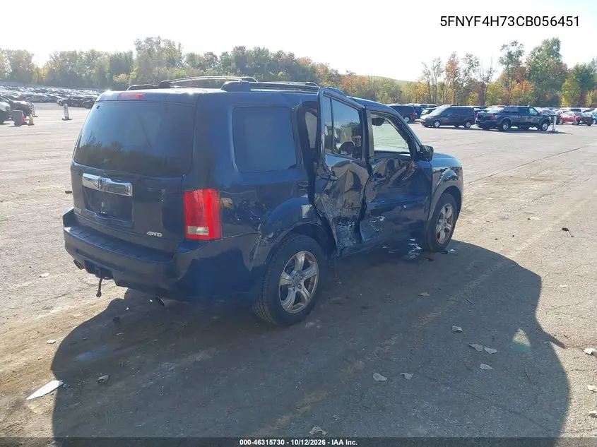 2012 HONDA PILOT VIN 5FNYF4H73CB056451 — фото 4