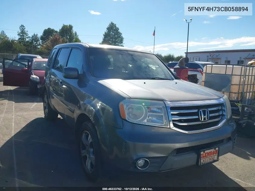HONDA PILOT 2012, VIN 5FNYF4H73CB058894