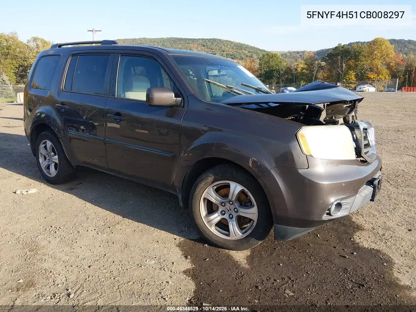 HONDA PILOT 2012, VIN 5FNYF4H51CB008297