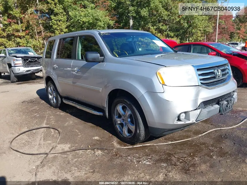HONDA PILOT 2012, VIN 5FNYF4H67CB040938