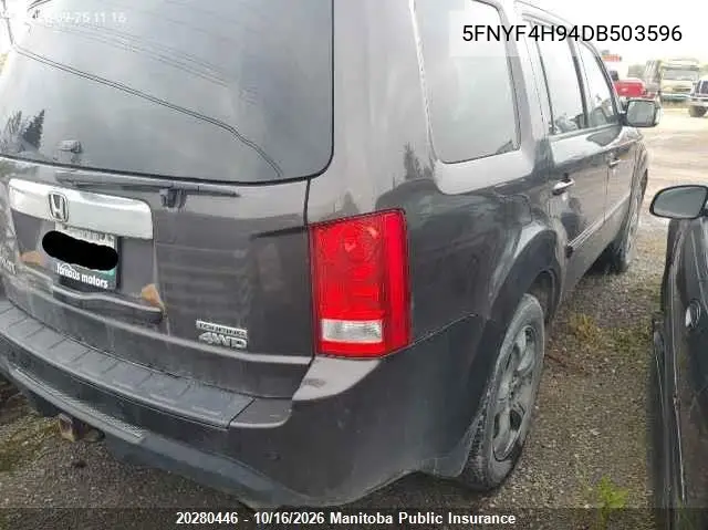 2013 HONDA PILOT VIN 5FNYF4H94DB503596 — фото 4