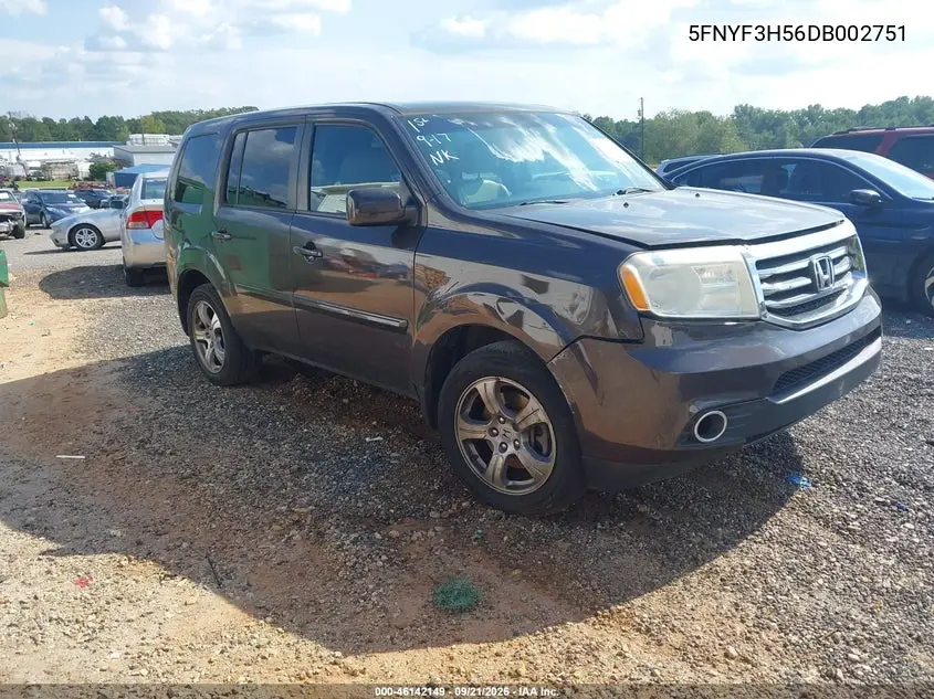 HONDA PILOT 2013, VIN 5FNYF3H56DB002751