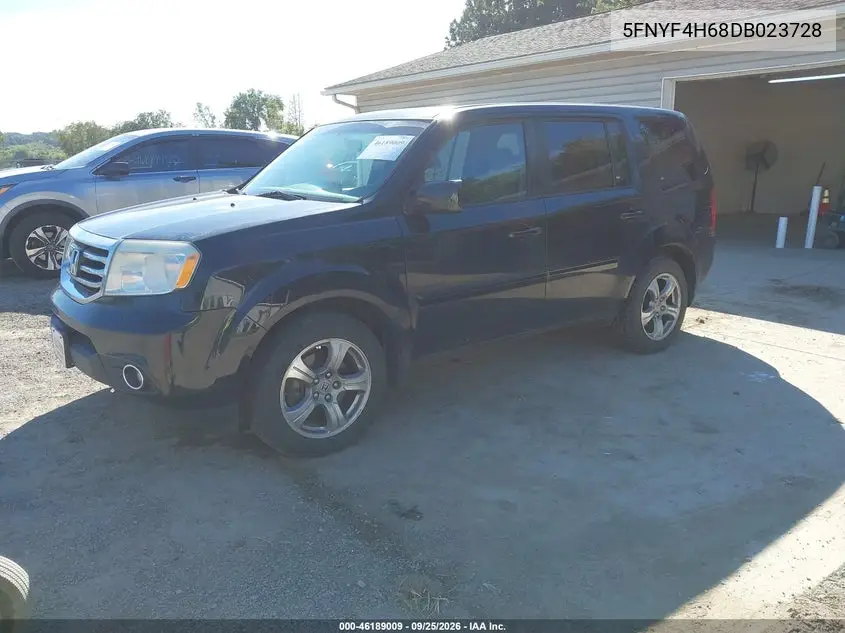 2013 HONDA PILOT VIN 5FNYF4H68DB023728 — фото 2