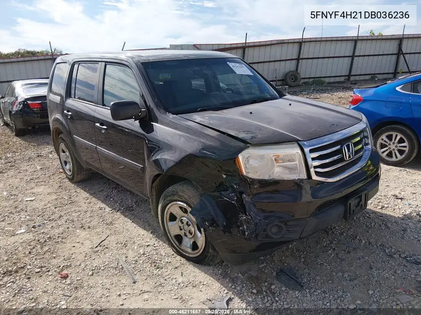 HONDA PILOT 2013, VIN 5FNYF4H21DB036236