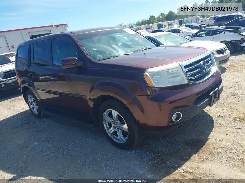 HONDA PILOT 2013, VIN 5FNYF3H49DB021978