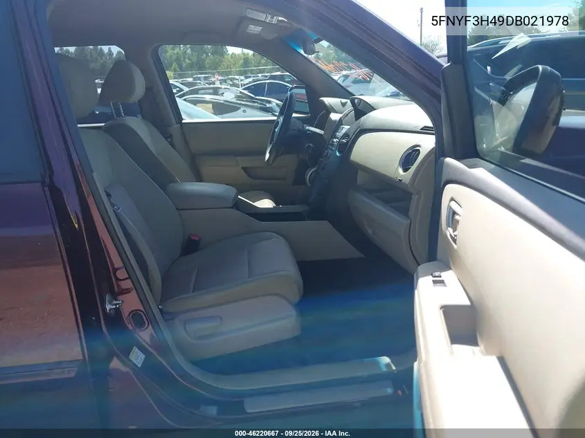 2013 HONDA PILOT VIN 5FNYF3H49DB021978 — фото 5