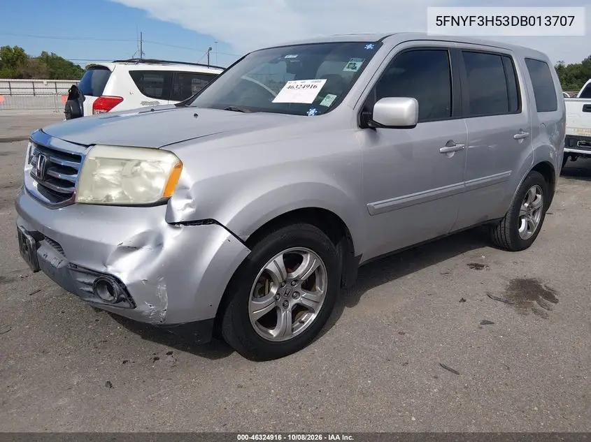 2013 HONDA PILOT VIN 5FNYF3H53DB013707 — фото 2
