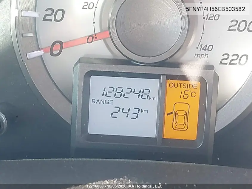 2014 HONDA PILOT VIN 5FNYF4H56EB503582 — фото 15