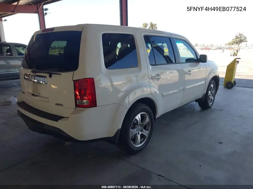 2014 HONDA PILOT VIN 5FNYF4H49EB011524 — фото 4