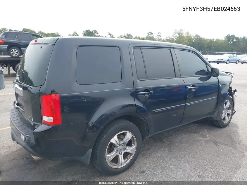 2014 HONDA PILOT VIN 5FNYF3H57EB024663 — фото 4