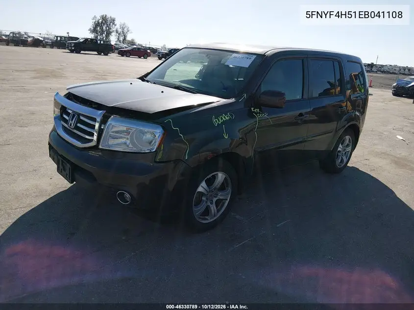 2014 HONDA PILOT VIN 5FNYF4H51EB041108 — фото 2