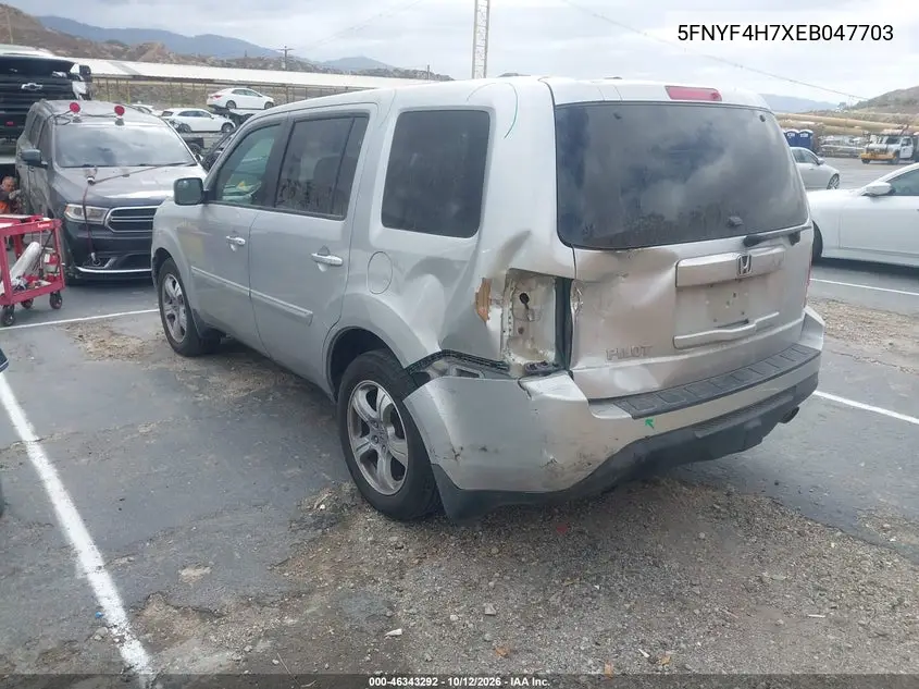 2014 HONDA PILOT VIN 5FNYF4H7XEB047703 — фото 3