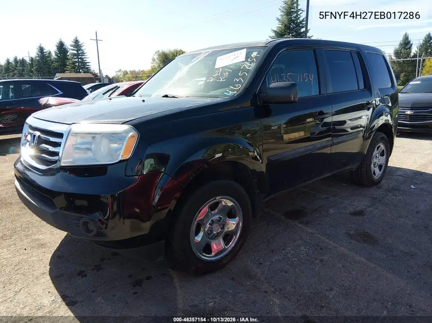 2014 HONDA PILOT VIN 5FNYF4H27EB017286 — фото 2