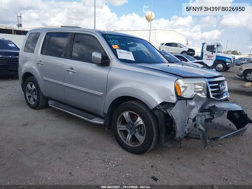 HONDA PILOT 2015, VIN 5FNYF3H39FB026950