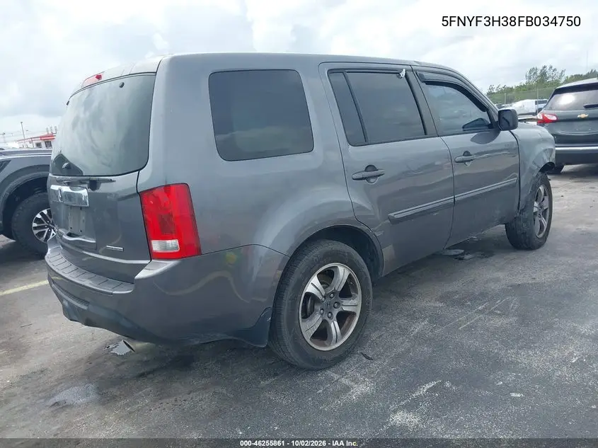2015 HONDA PILOT VIN 5FNYF3H38FB034750 — фото 4