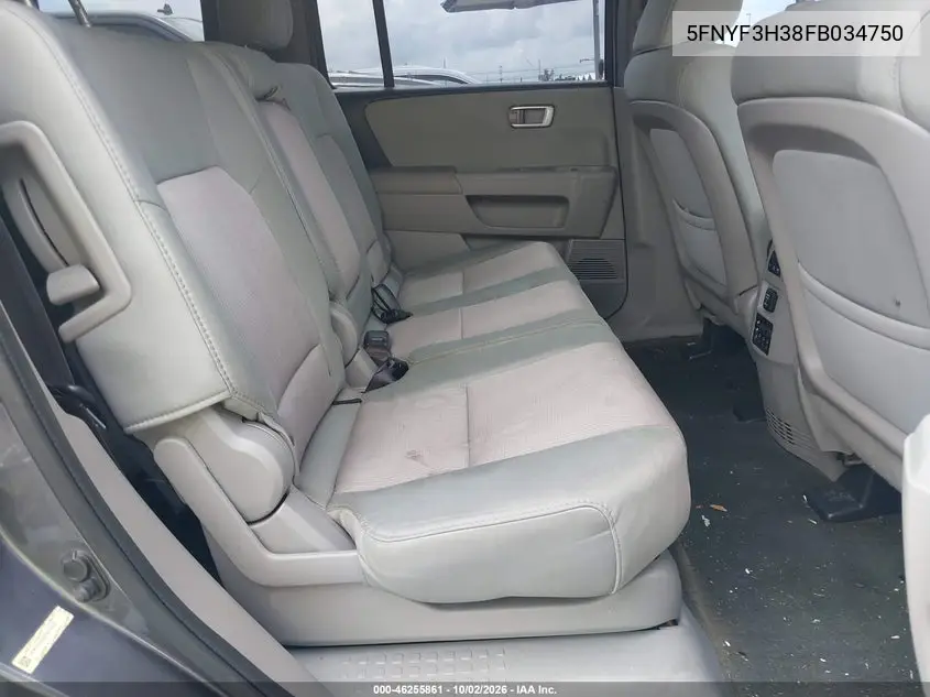 2015 HONDA PILOT VIN 5FNYF3H38FB034750 — фото 8