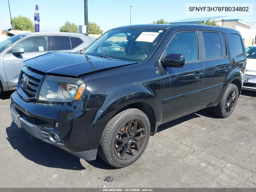2015 HONDA PILOT VIN 5FNYF3H78FB034802 — фото 2