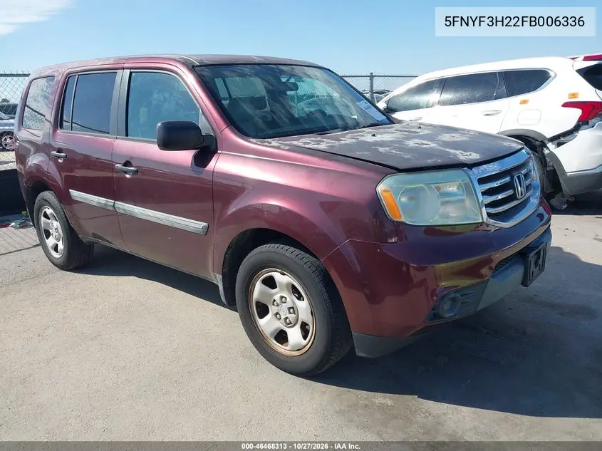 HONDA PILOT 2015, VIN 5FNYF3H22FB006336