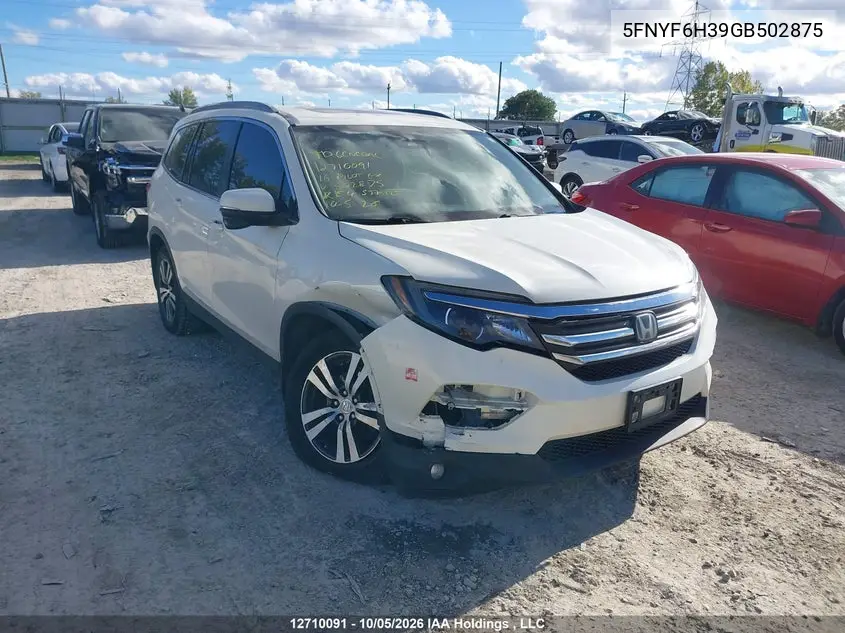 HONDA PILOT 2016, VIN 5FNYF6H39GB502875