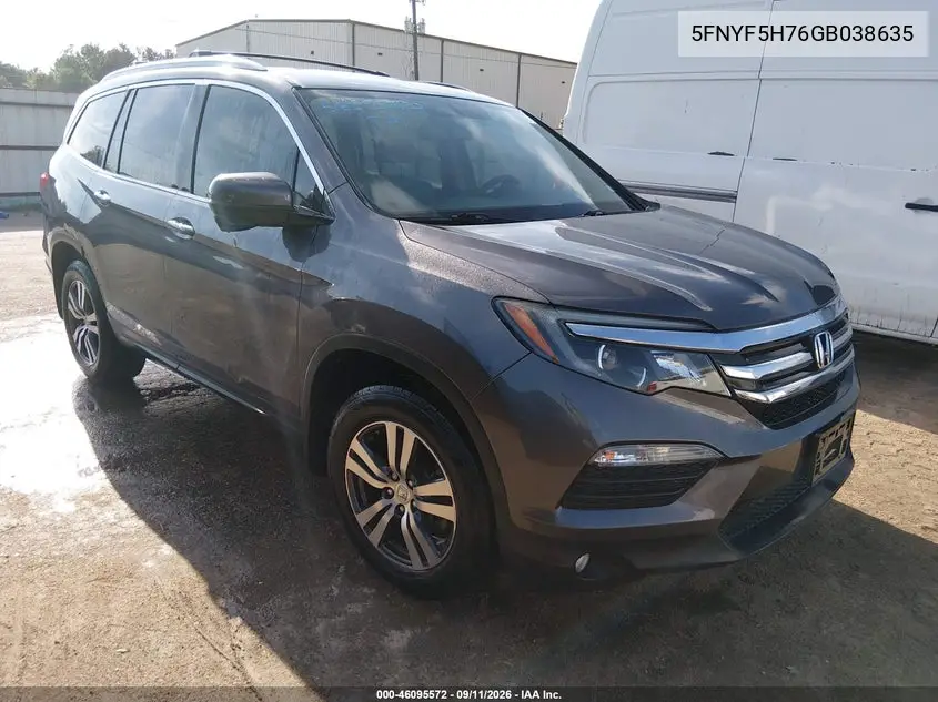 HONDA PILOT 2016, VIN 5FNYF5H76GB038635