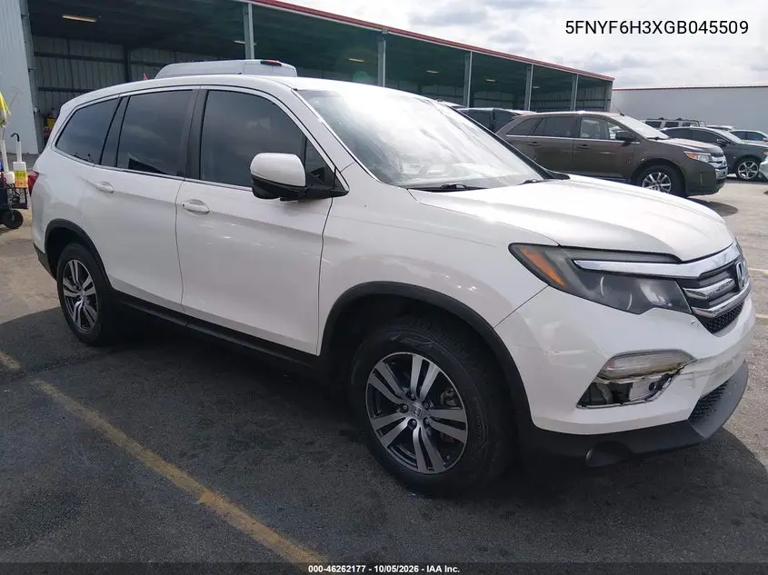 HONDA PILOT 2016, VIN 5FNYF6H3XGB045509