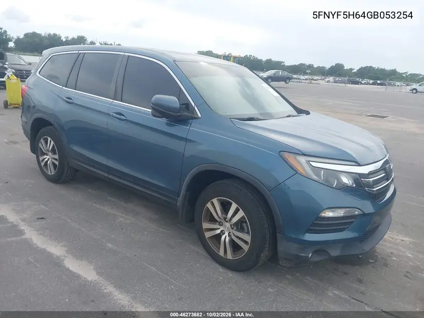 HONDA PILOT 2016, VIN 5FNYF5H64GB053254