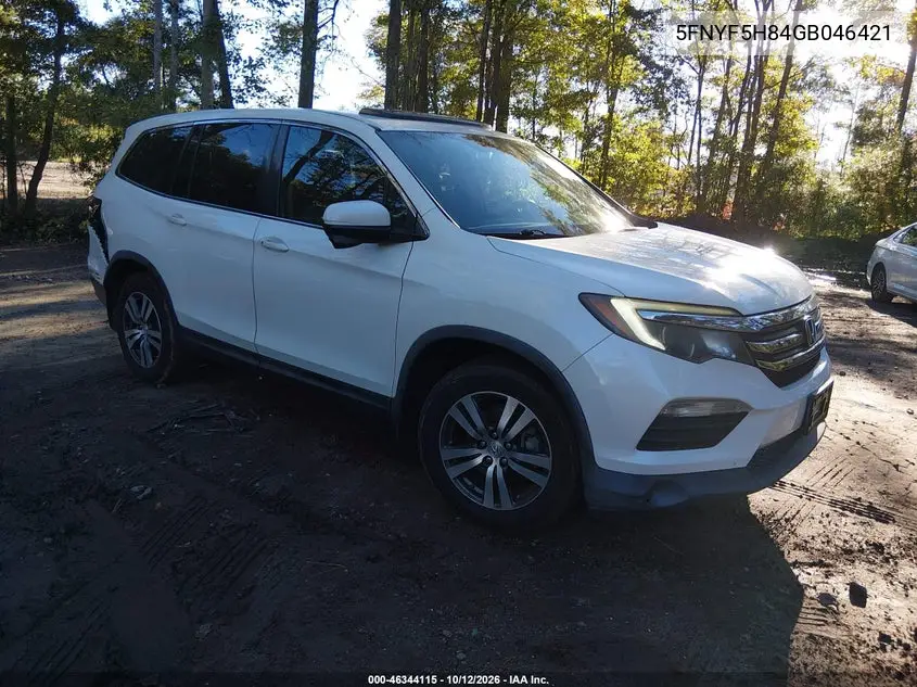 HONDA PILOT 2016, VIN 5FNYF5H84GB046421