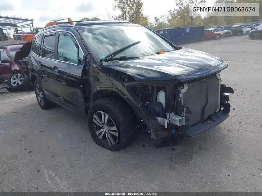 HONDA PILOT 2016, VIN 5FNYF6H71GB063674