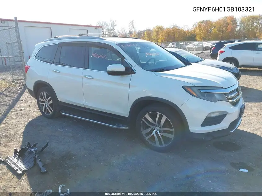 HONDA PILOT 2016, VIN 5FNYF6H01GB103321