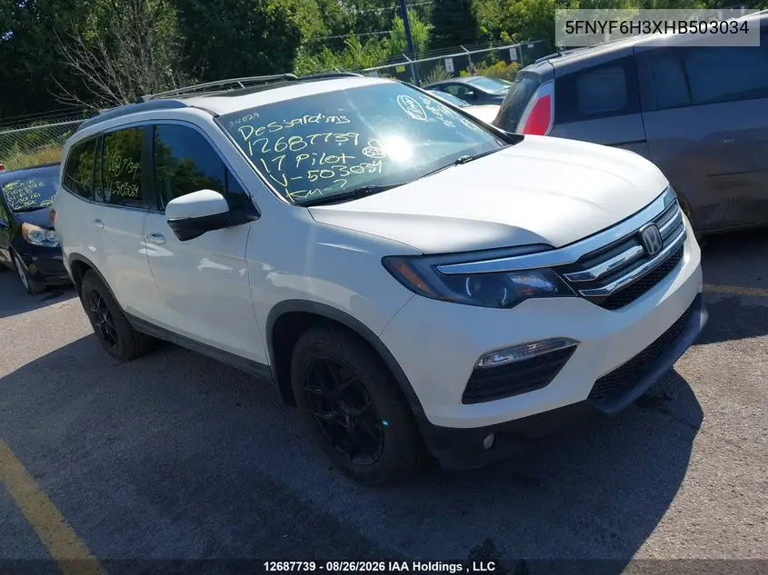 HONDA PILOT 2017, VIN 5FNYF6H3XHB503034