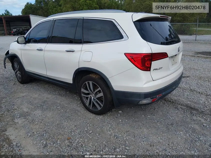 2017 HONDA PILOT VIN 5FNYF6H92HB020478 — фото 3