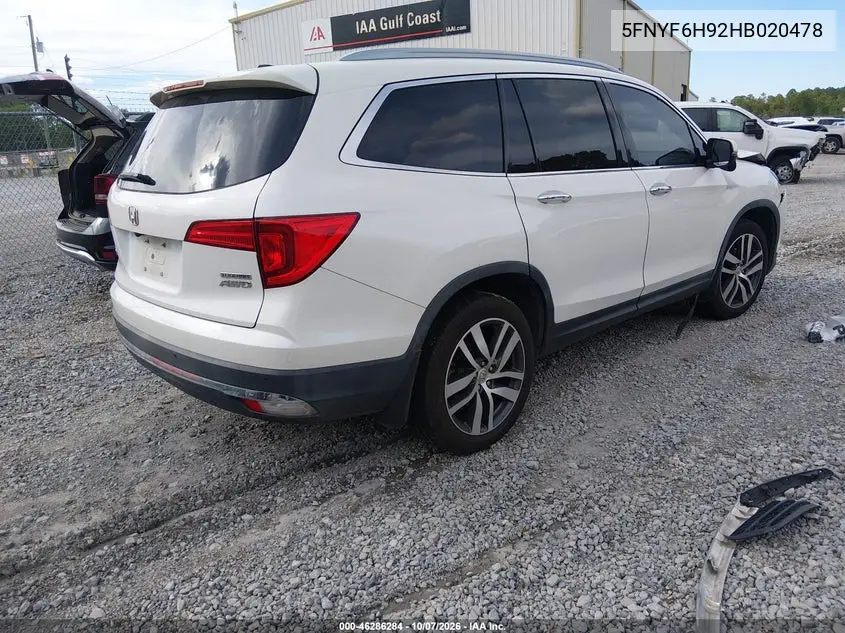 2017 HONDA PILOT VIN 5FNYF6H92HB020478 — фото 4