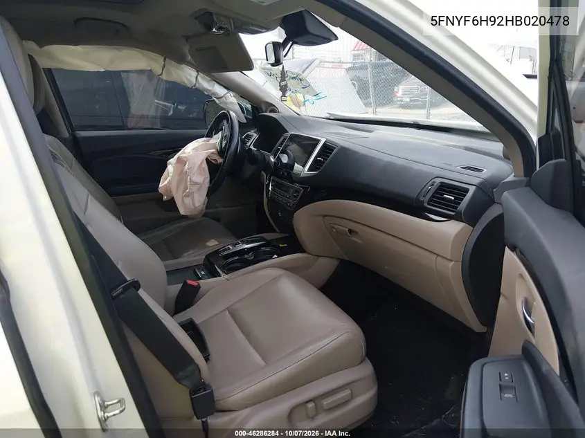 2017 HONDA PILOT VIN 5FNYF6H92HB020478 — фото 5