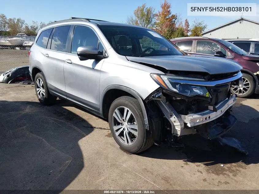 HONDA PILOT 2017, VIN 5FNYF5H52HB038101